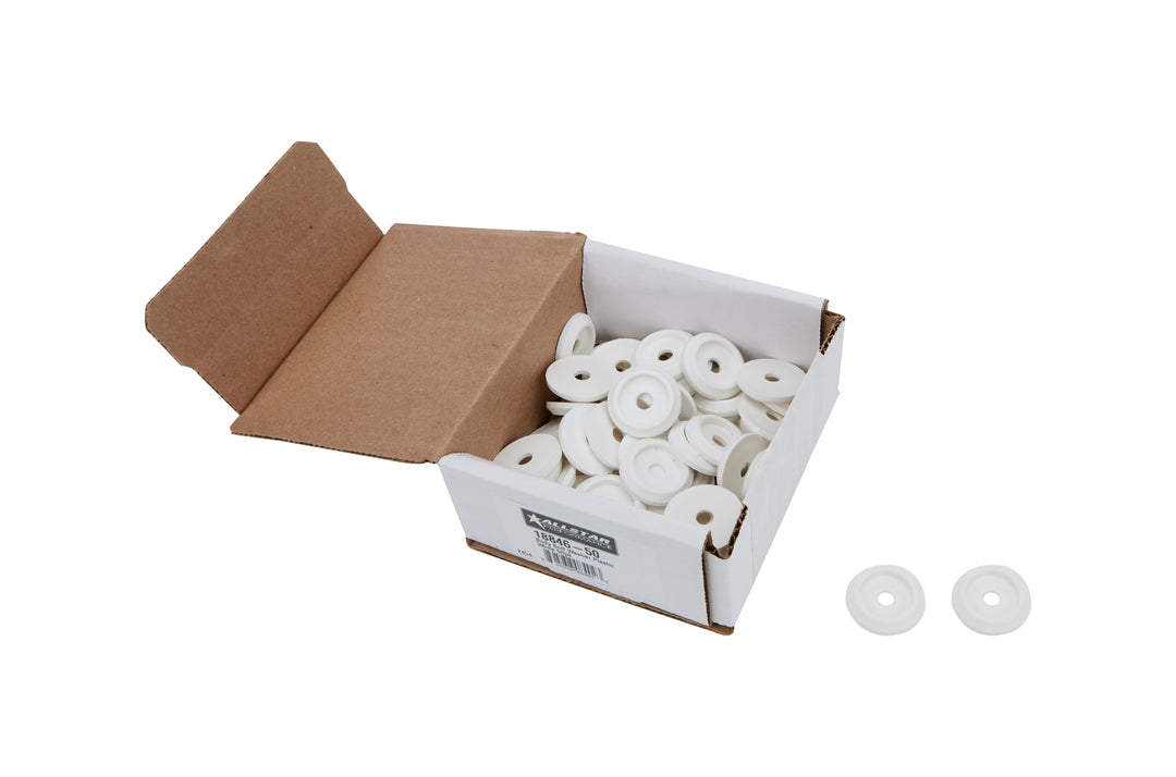 Allstar Body Bolt Washer Countersunk 0.25" ID 1.25" OD 0.125" Thick Plastic White Set of 50 ALL18846-50