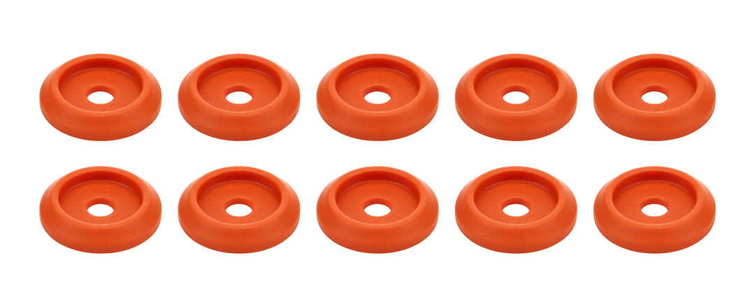 Allstar Body Bolt Washer Countersunk 0.25" ID 1.25" OD 0.125" Thick Plastic Orange Set of 10 ALL18849