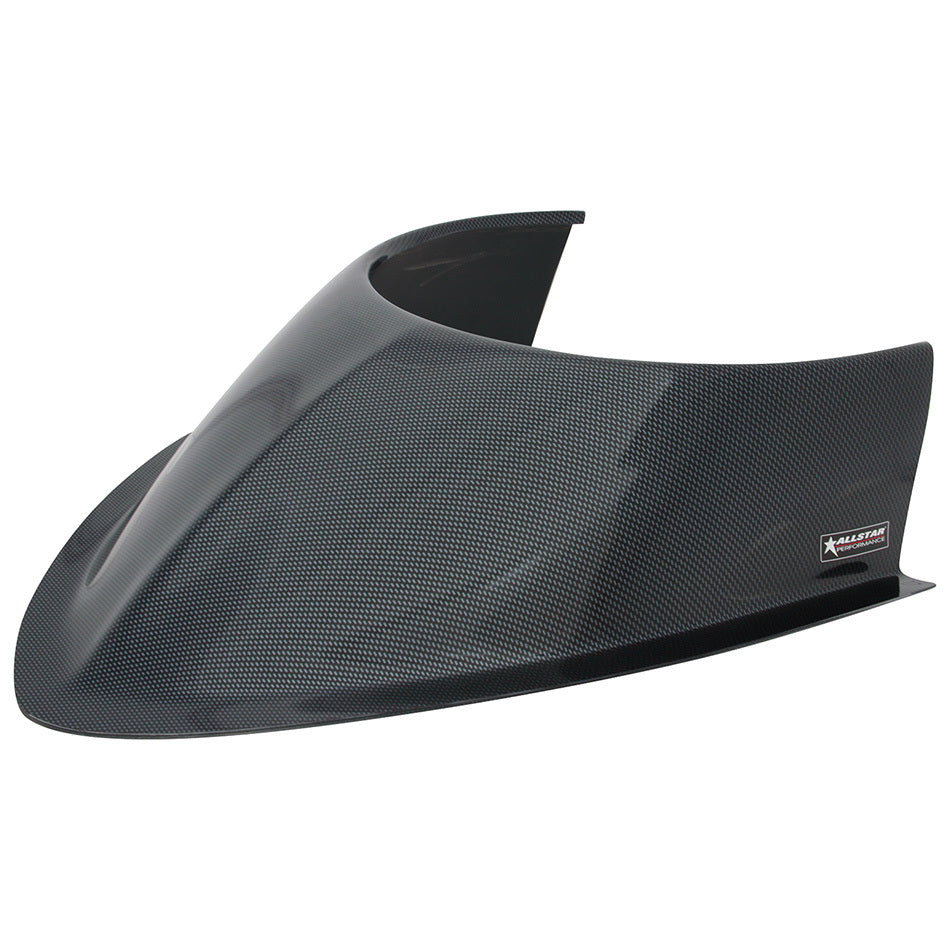 Allstar Hood Scoop 5.5" Height Tapered Front Curved Base Offset Sides Plastic Carbon Fiber Look ALL23249