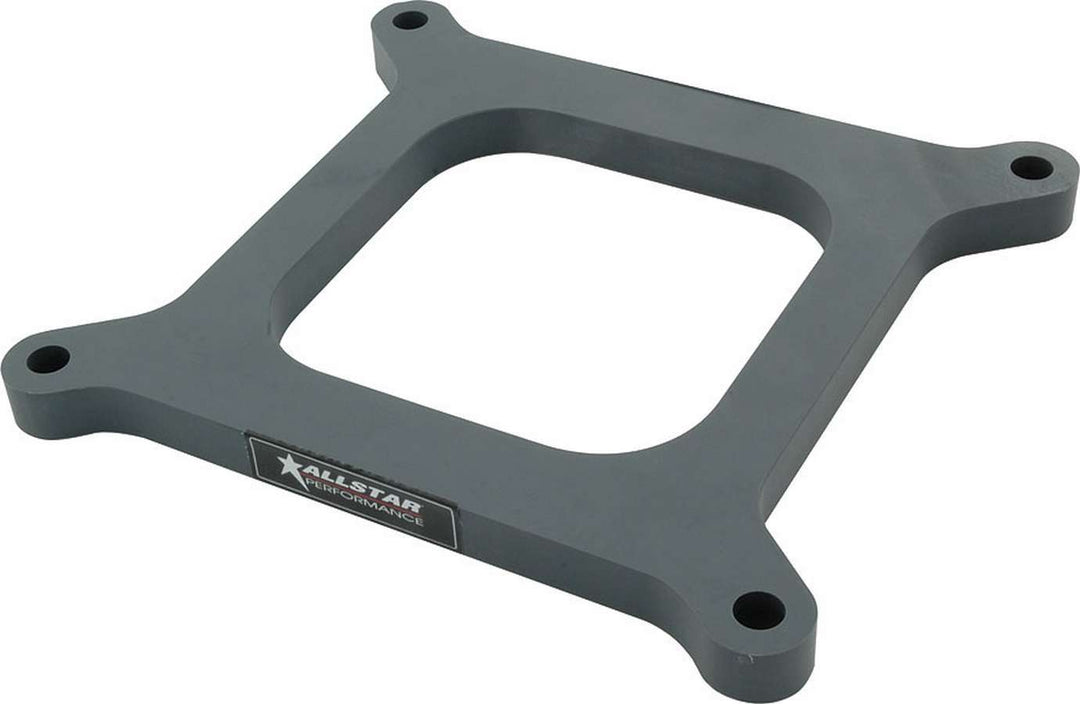 Allstar Carburetor Spacer Drag Hi-Flow 0.5" Thick Open Square Bore Plastic Gray ALL25980