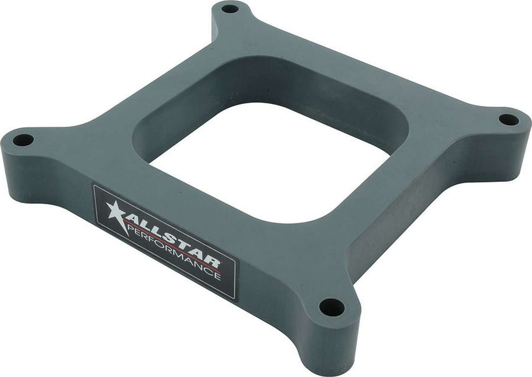 Allstar Carburetor Spacer Drag Hi-Flow 1" Thick Open Square Bore Plastic Gray ALL25981