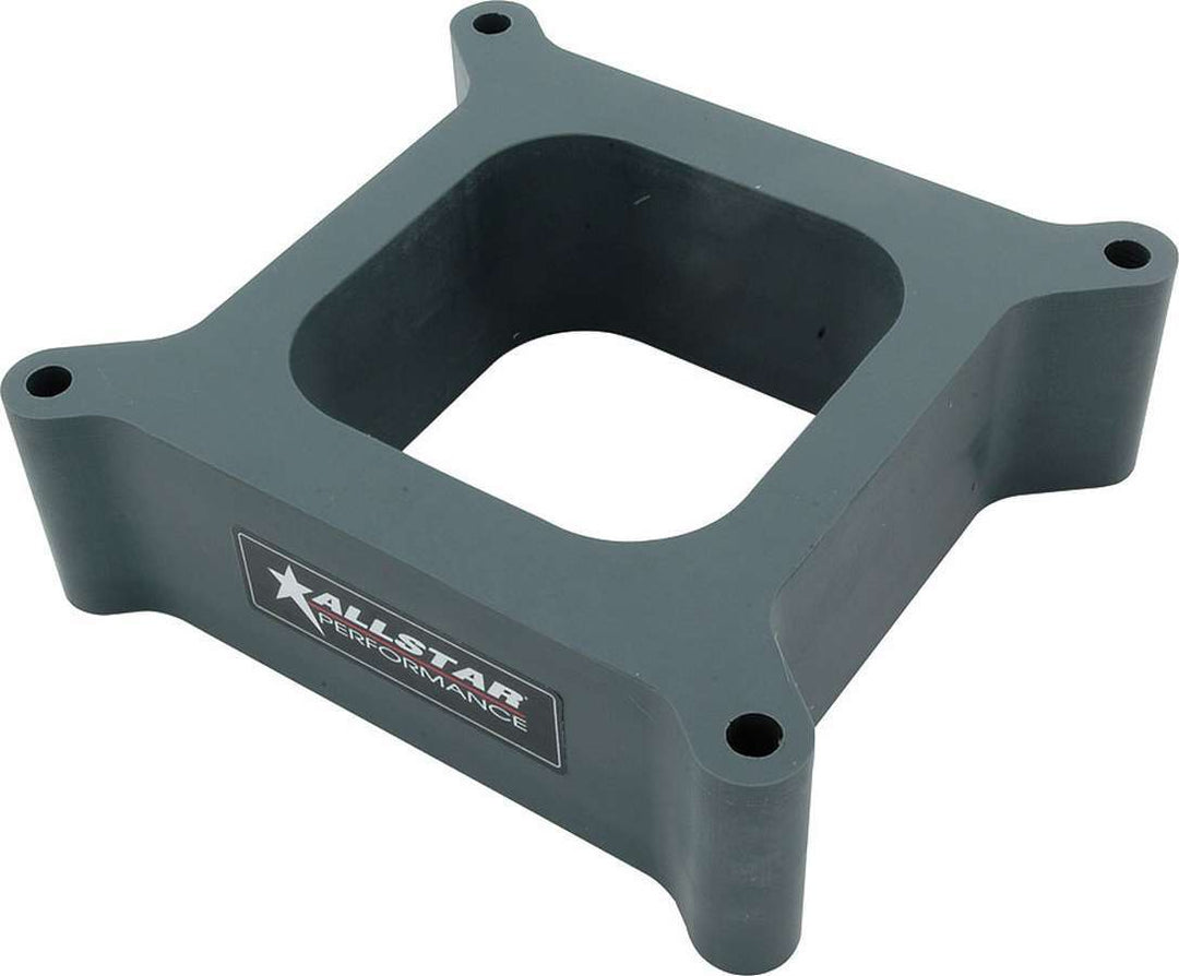 Allstar Carburetor Spacer Drag Hi-Flow 2" Thick Open Square Bore Plastic Gray ALL25982