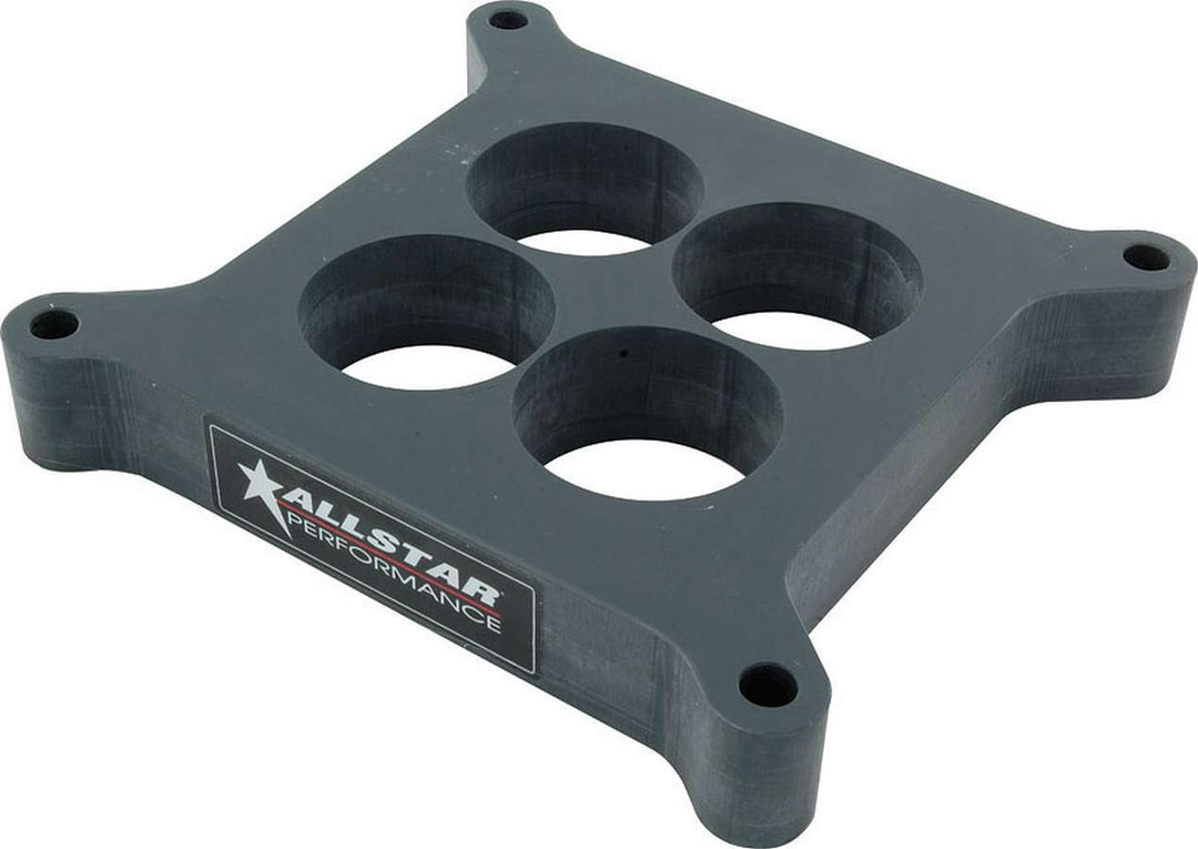 Allstar Carburetor Spacer Drag Hi-Flow 1" Thick 4 Hole Square Bore Plastic Gray ALL25984