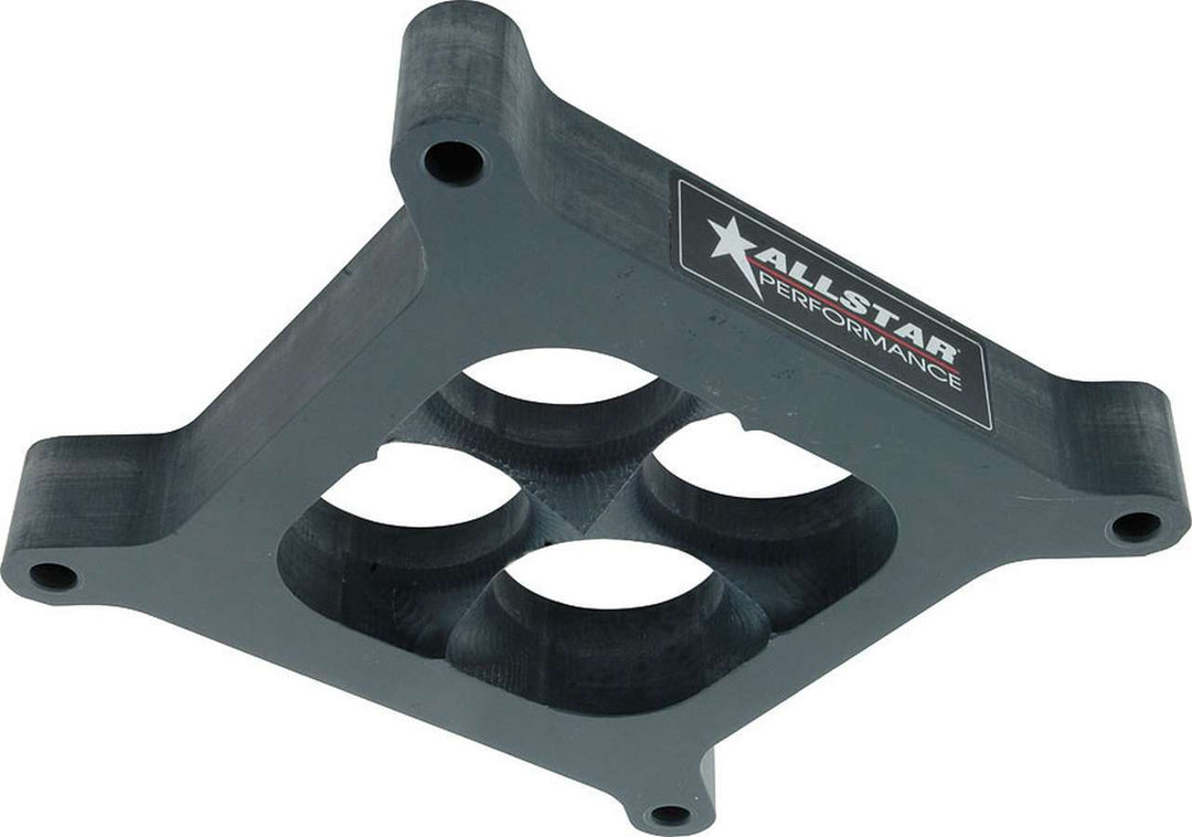 Allstar Carburetor Spacer Drag Hi-Flow 1" Thick Tapered 4 Hole Square Bore Plastic Gray ALL25986