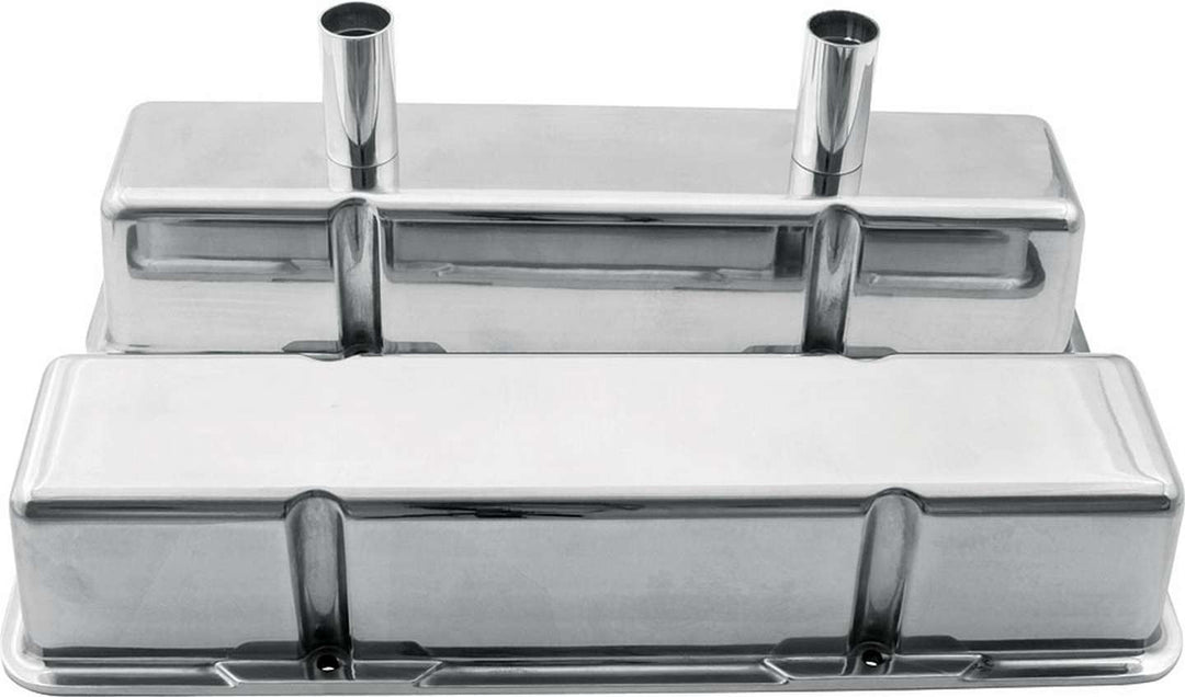 Allstar Valve Cover Tall Breather Tubes Aluminum Polished Small Block Chevy Pair ALL26139