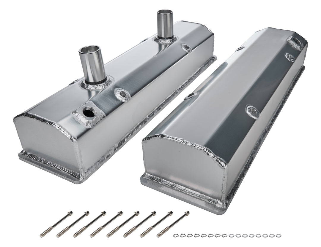 Allstar Valve Cover Tall Breather Tubes Fabricated Aluminum Natural Small Block Chevy Pair ALL26171