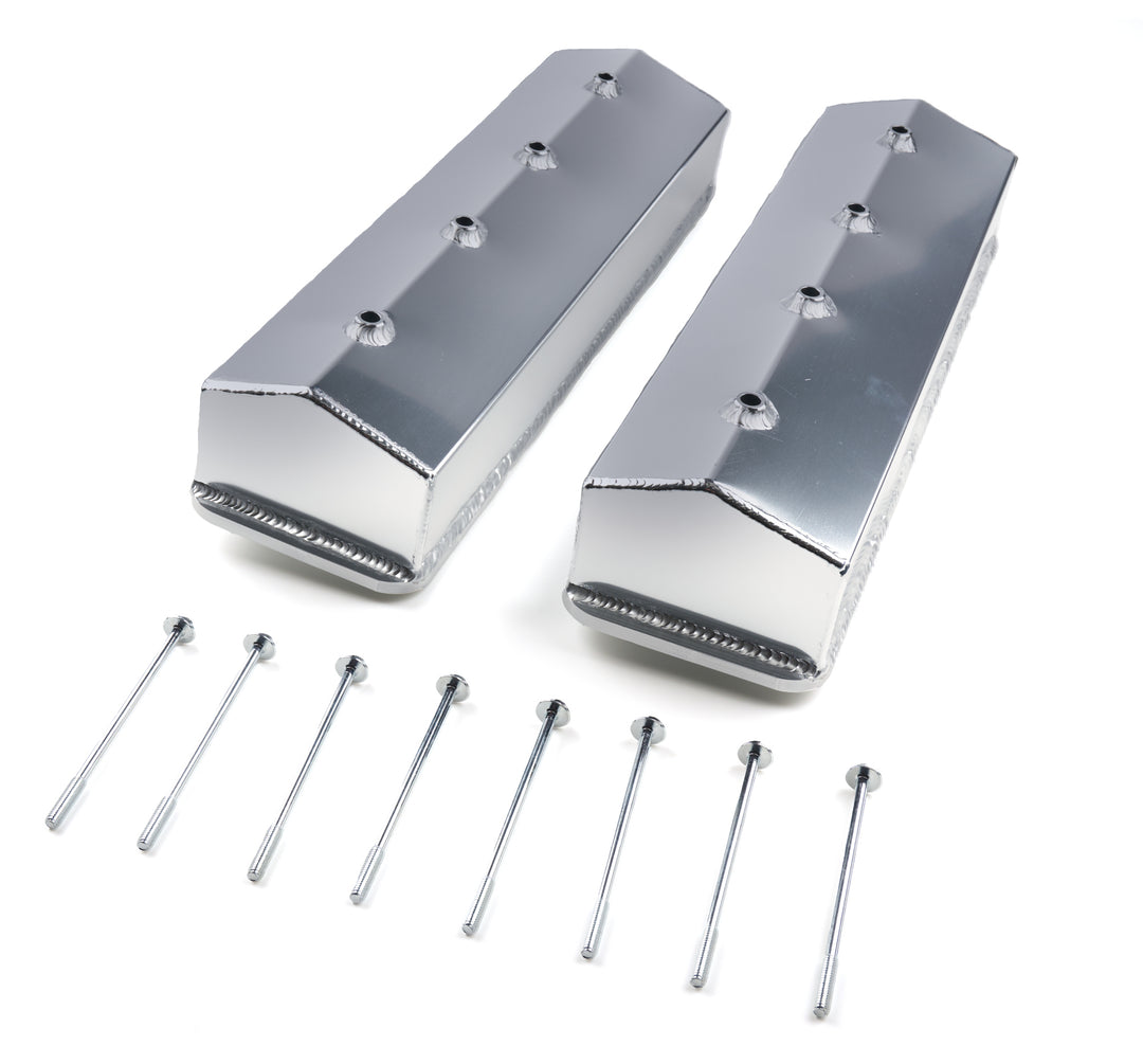 Allstar Valve Cover Tall Fabricated Aluminum Natural Center Bolt Small Block Chevy Pair ALL26172