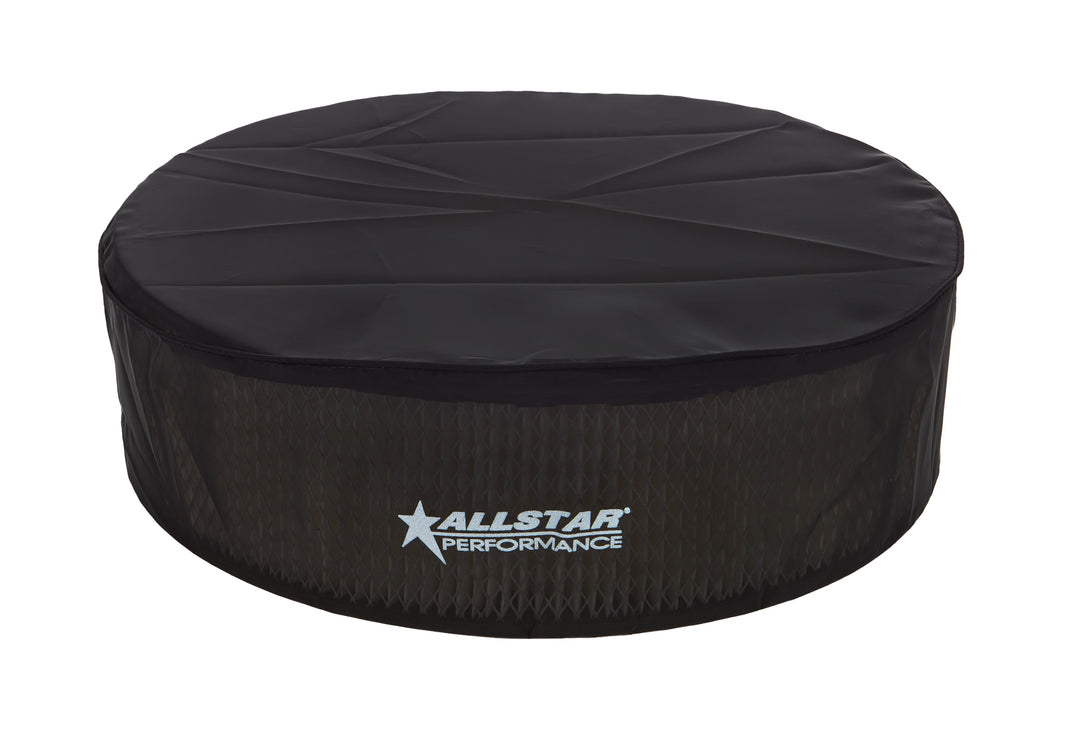 Allstar Air Filter Wrap Round 14" Diameter 4" Tall Top Cover Allstar Logo Polyester Black ALL26224
