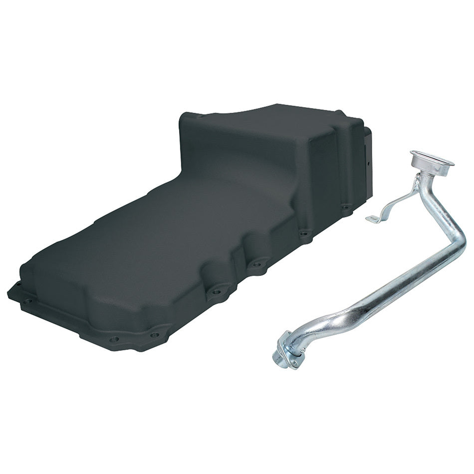 Allstar Engine Oil Pan Rear Sump 6 qt Stock Depth Aluminum Black Powdercoat GM LS-Series Kit ALL26241
