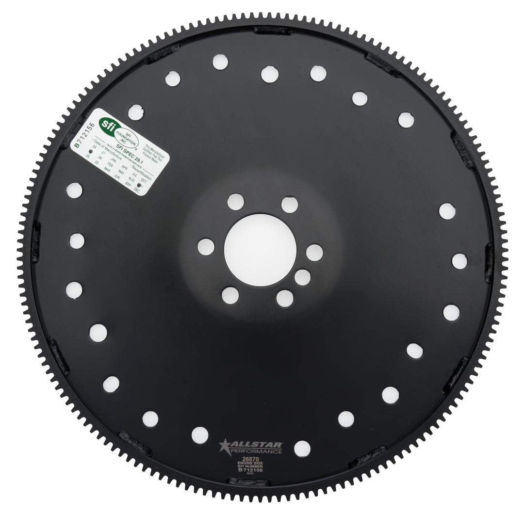 Allstar Flexplate Premium Dished Solid 168 Tooth SFI 29.1 Steel Internal Balance 1-Piece Seal GM ALL26870