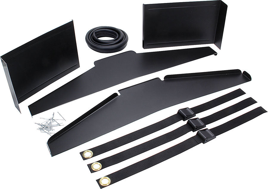 Allstar Radiator Duct Hood Attachment Straps Included Aluminum Black Paint Template Nose Kit ALL30001