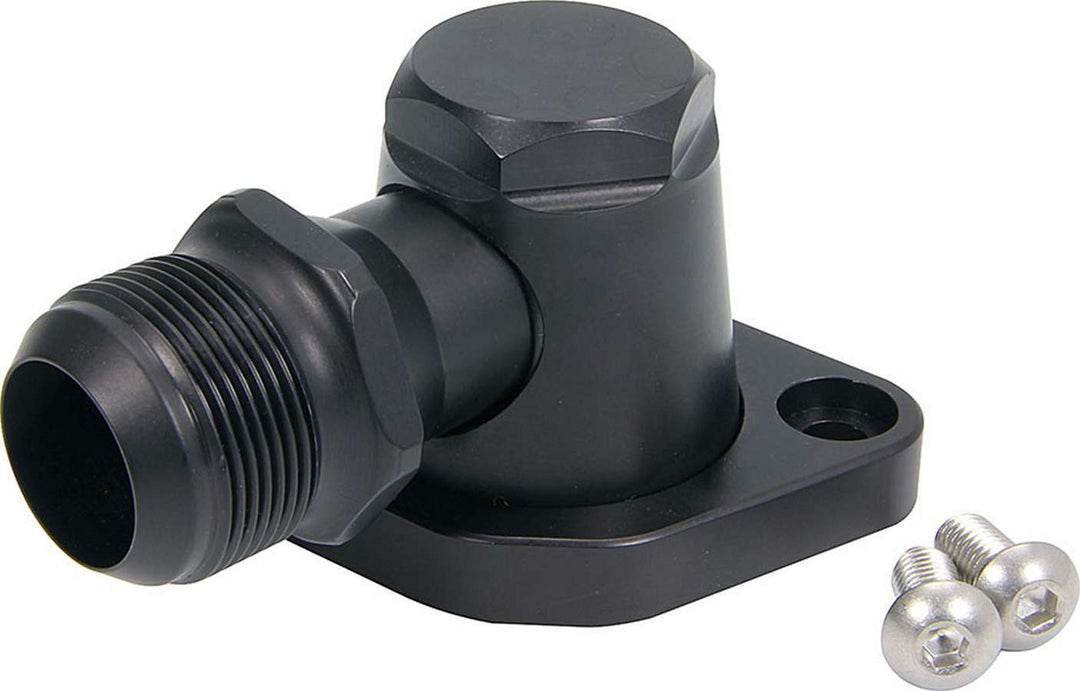 Allstar Water Neck 90 Degree 20 AN Male Inlet Swivel O-Ring Aluminum Black Anodized Chevy V8 ALL30373