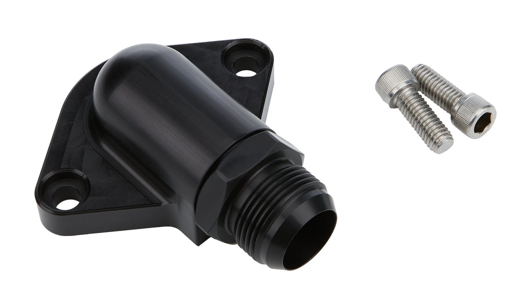 Allstar Water Neck Low Profile 90 Degree 16 AN Male Inlet Aluminum Black Anodized Chevy V8 ALL30380