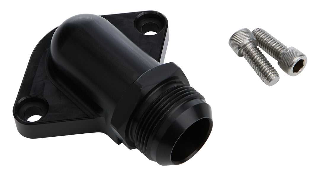 Allstar Water Neck Low Profile 90 Degree 20 AN Male Inlet Aluminum Black Anodized Chevy V8 ALL30381