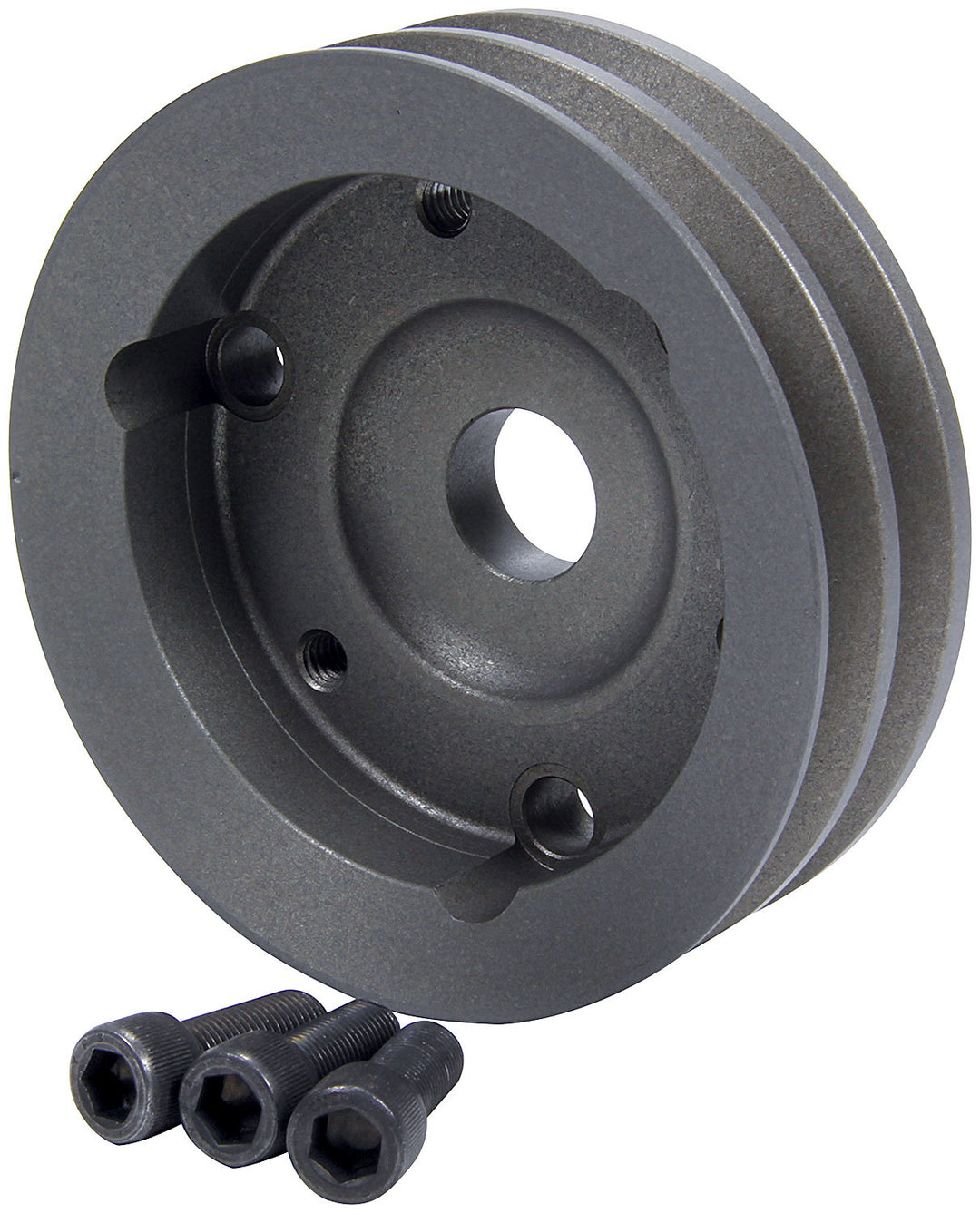 Allstar Crankshaft Pulley 1 to 1 V-Belt 2 Groove 4.75" Diameter Aluminum Black Anodized Short ALL31094
