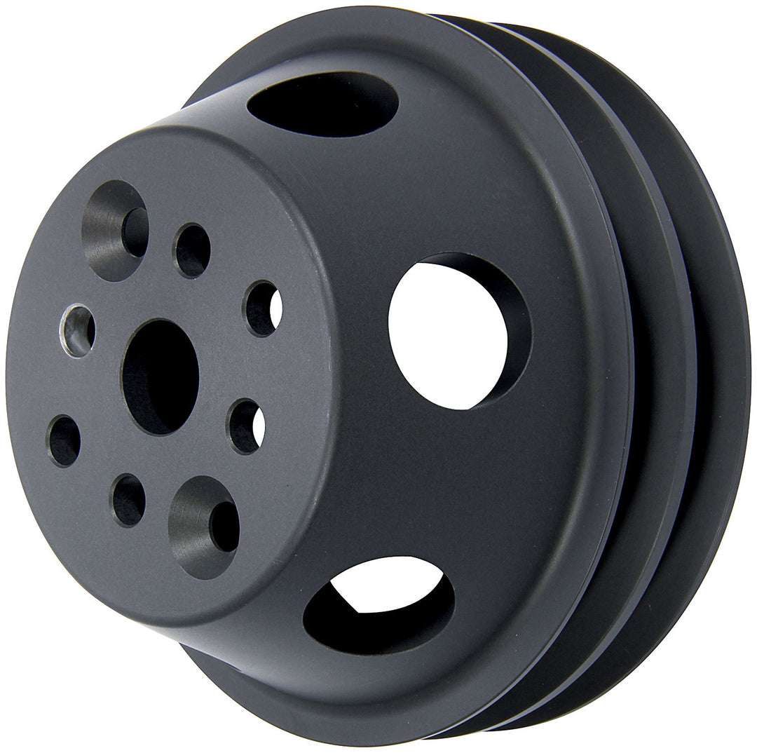 Allstar Water Pump Pulley 1 to 1 V-Belt 2 Groove 4.75" Diameter Aluminum Black Anodized Short ALL31095