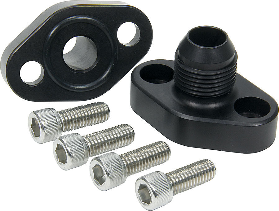 Allstar Water Pump Adapter Standard to Remote 12 AN Male Ports Aluminum Black Anodized Small Kit ALL31150
