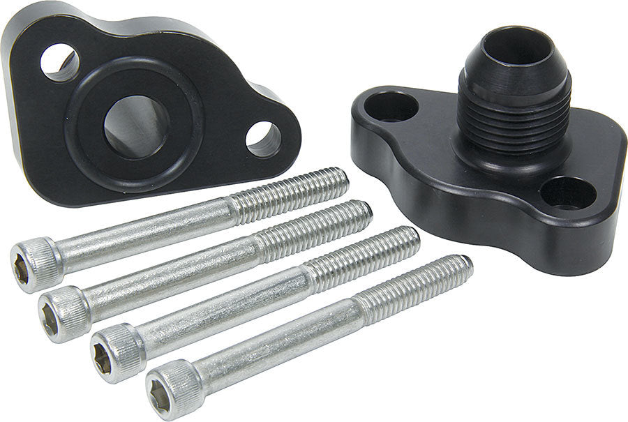 Allstar Water Pump Adapter Standard to Remote 12 AN Male Ports Aluminum Black Anodized Small Kit ALL31152