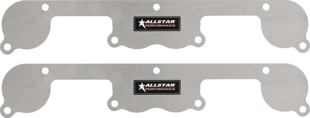 Allstar Exhaust Port Blockoff 1-Piece Aluminum Natural Spread Port Heads Small Block Chevy Pair ALL34214