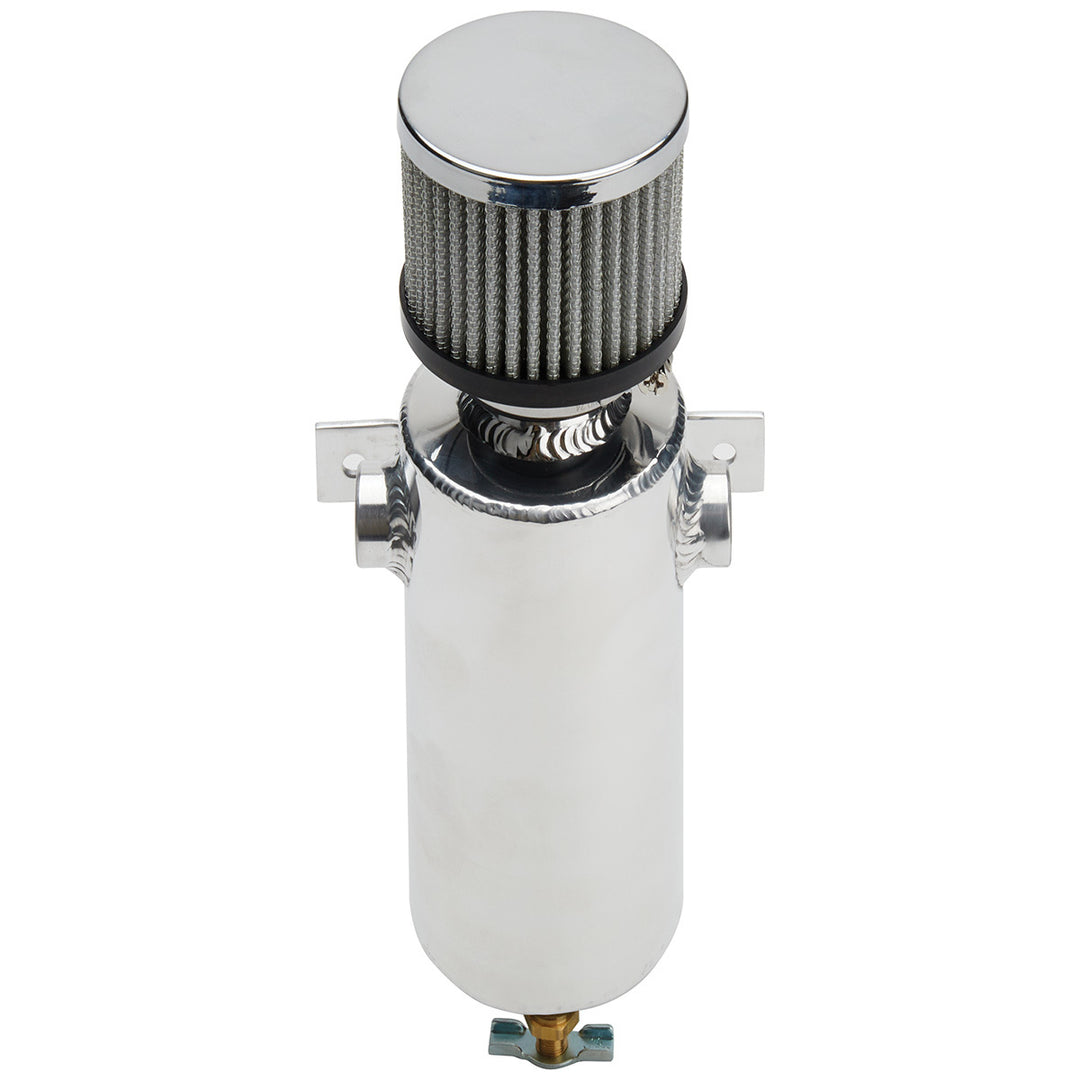 Allstar Breather Tank Bolt-On 3" Diameter x 11.5" Tall 40 oz Two 3/8" NPT Female Inlets Petcock ALL36109