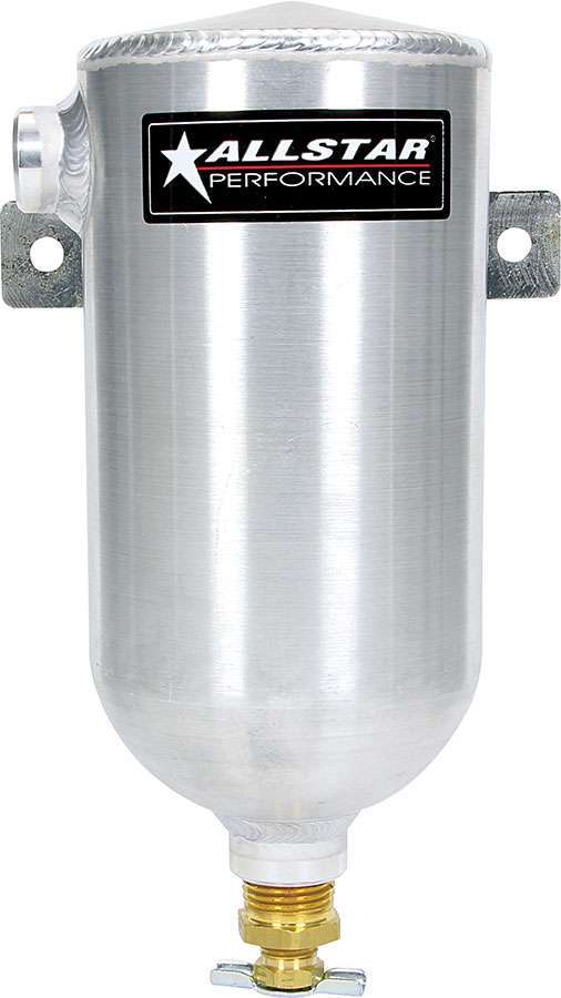 Allstar Overflow Tank Coolant 1 qt 3/8" NPT Inlet 1/2" NPT Outlet Petcock Drain Aluminum Natural ALL36112