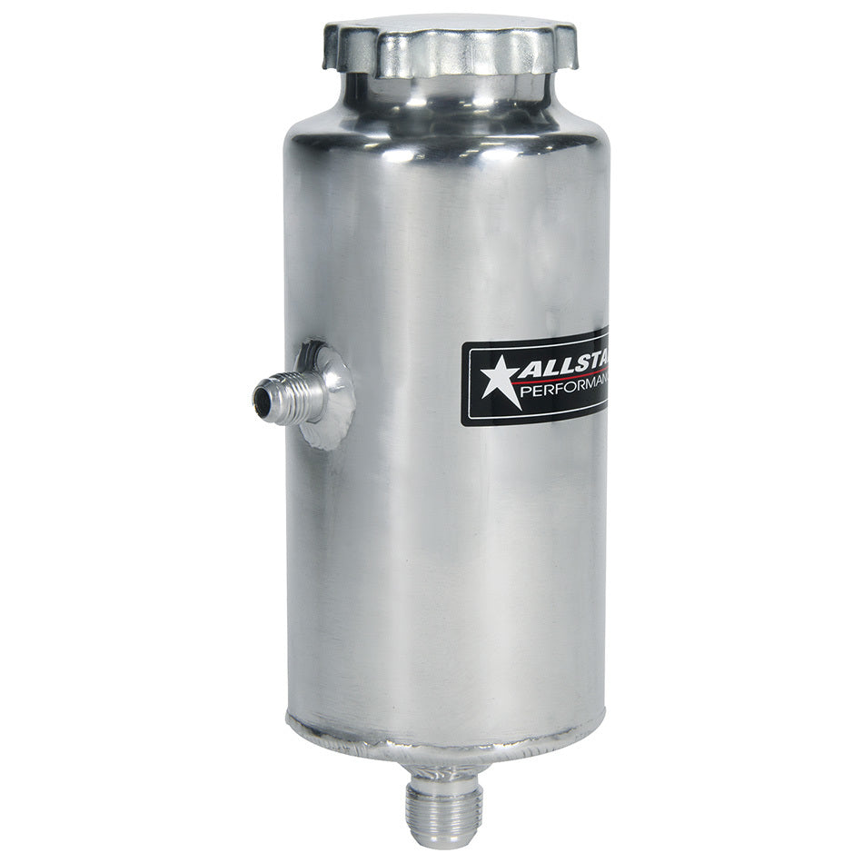 Allstar Power Steering Reservoir 8.5" Tall x 3.5" OD 6 AN Male Inlet 10 AN Male Outlet Aluminum ALL36121