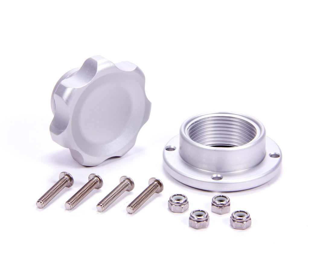 Allstar Bung and Cap Kit 1.375" Opening Bolt-On Aluminum Bung Aluminum Threaded Cap Silver Kit ALL36180