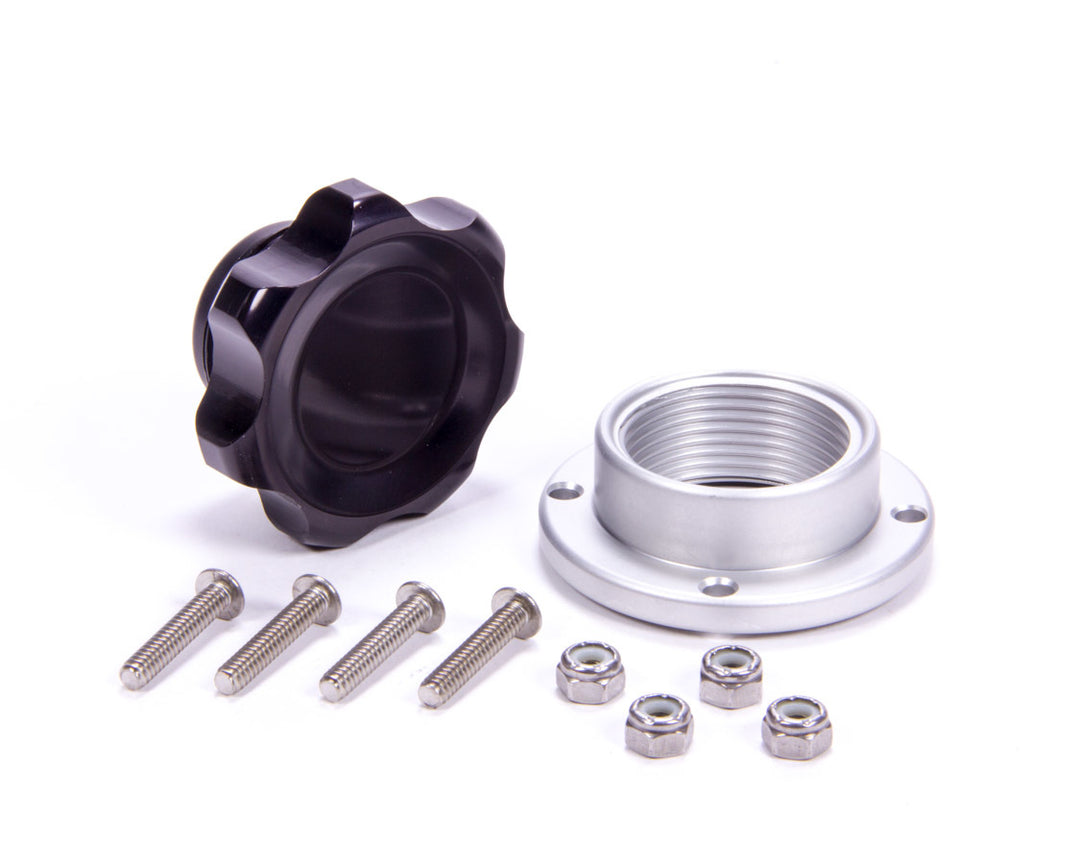 Allstar Bung and Cap Kit 1.375" Opening Bolt-On Aluminum Bung Aluminum Threaded Cap Black Kit ALL36181