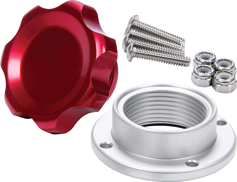 Allstar Bung and Cap Kit 1.375" Opening Bolt-On Aluminum Bung Aluminum Threaded Cap Red Kit ALL36182