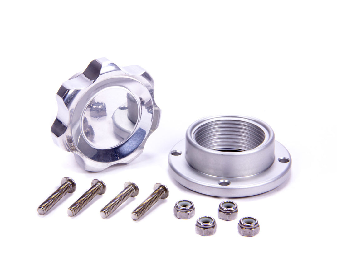 Allstar Bung and Cap Kit 1.375" Opening Bolt-On Aluminum Bung Aluminum Threaded Cap Polished Kit ALL36183
