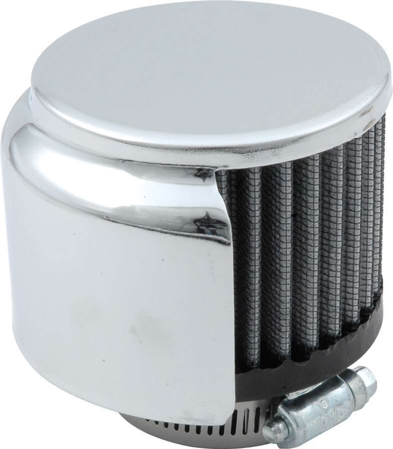 Allstar Breather Clamp-On Round 1-1/2" OD Tube Half Shielded Reusable Steel Chrome ALL36203