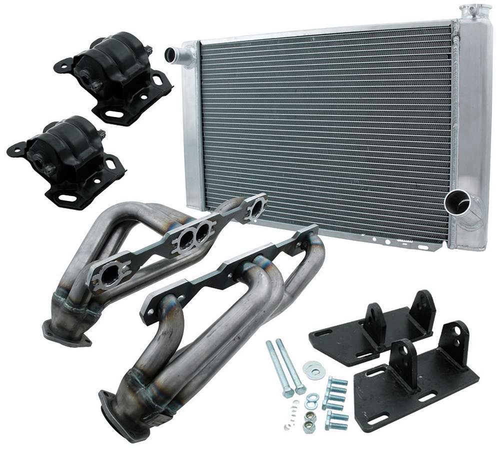 Allstar Engine Conversion Kit Headers / Mounts / Radiator Small Block Chevy GM S-10 2WD Kit ALL38251