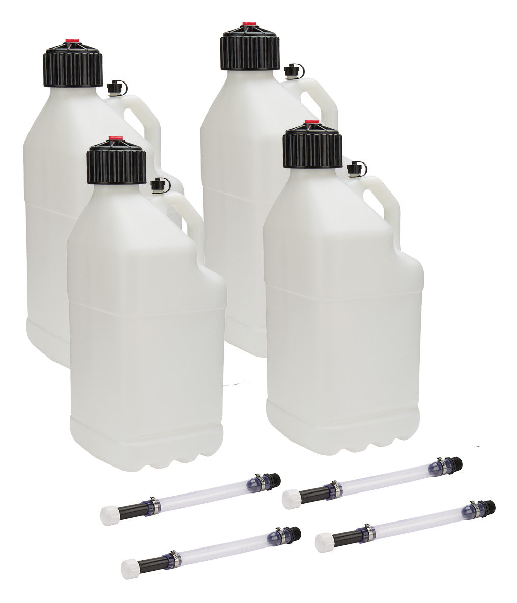 Allstar Utility Jug 5 gal 9.5 x 9.5 x 22.75" Tall O-Ring Seal Cap Screw-On Vent Set of 4 ALL40120-4