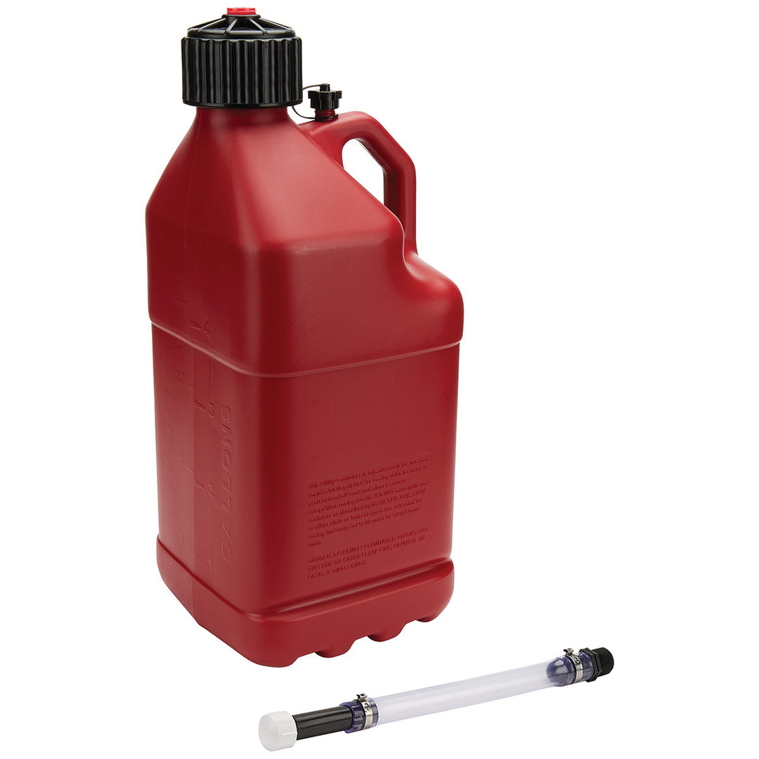 Allstar Utility Jug 5 gal 9.5 x 9.5 x 22.75" Tall O-Ring Seal Cap Screw-On Vent Filler Hose ALL40121