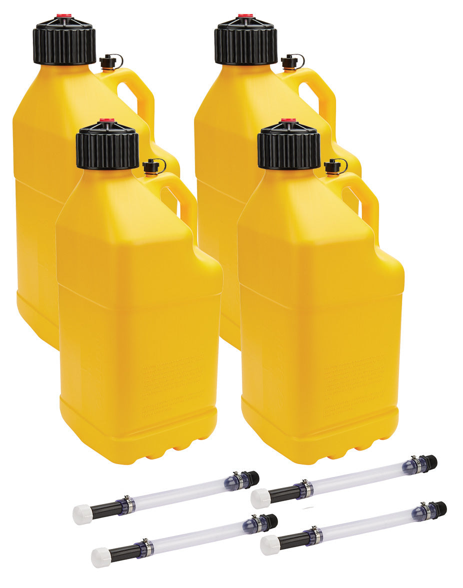 Allstar Utility Jug 5 gal 9.5 x 9.5 x 22.75" Tall O-Ring Seal Cap Screw-On Vent Set of 4 ALL40123-4