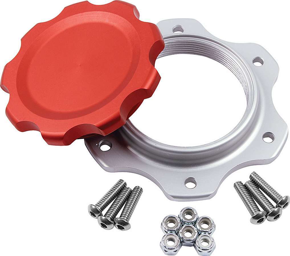 Allstar Fuel Filler Cap Assembly Screw-In Vented Raised Cell Mount Aluminum Red Anodized Kit ALL40134