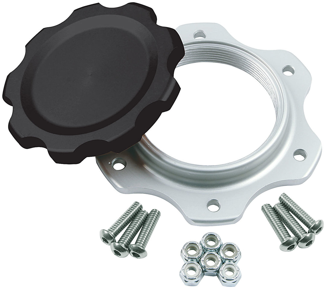 Allstar Fuel Filler Cap Assembly Screw-In Aluminum Black Anodized 6-Bolt JAZ Fuel Cells ALL40137