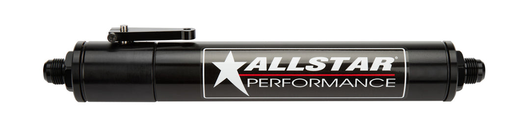 Allstar Fuel Filter In-Line Element Required 12 AN Male Inlet 12 AN Male Outlet Aluminum Black ALL40199