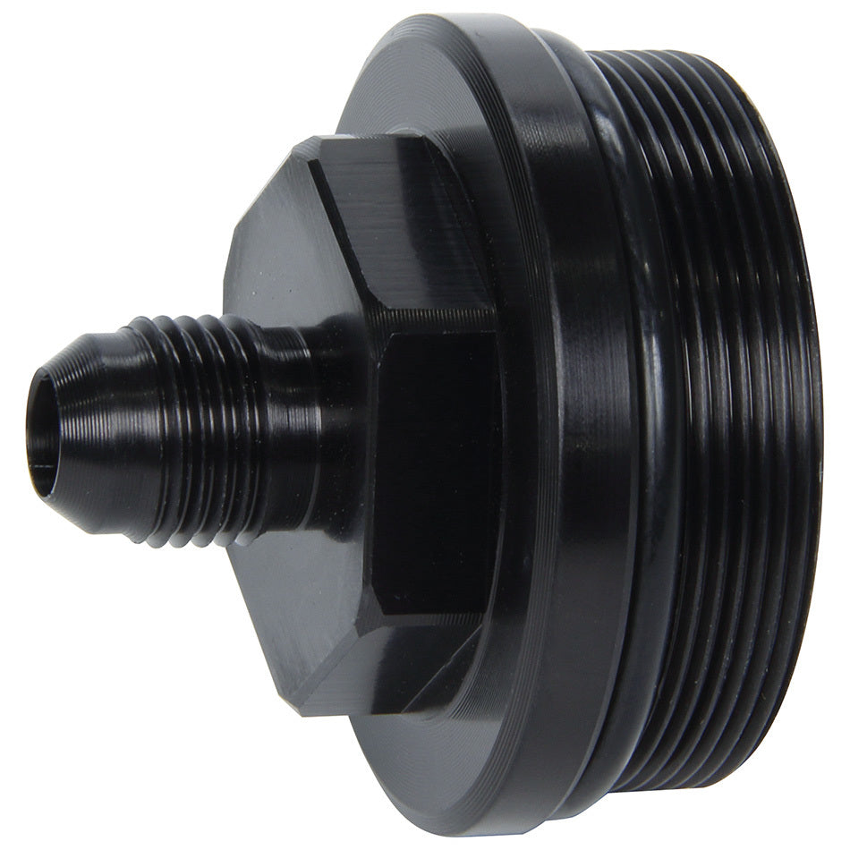 Allstar Fuel Filter End Cap 6 AN Male to 1-13/16"-20 Male O-Ring Aluminum Black Anodized In-Line ALL40223