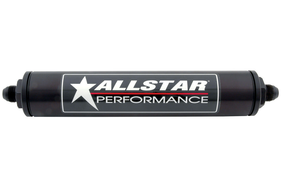 Allstar Fuel Filter In-Line 8" -6 No Element 6 AN Male Inlet 6 AN Male Outlet Aluminum Black ALL40243