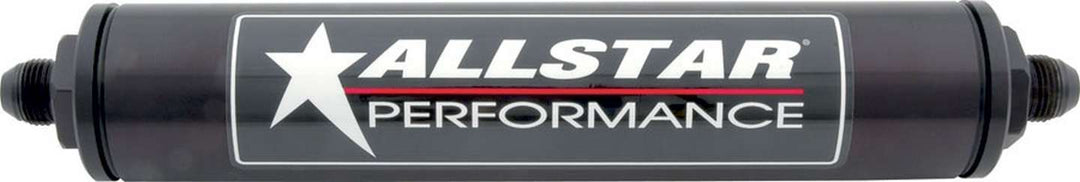 Allstar Fuel Filter Housing In-Line 8 AN Male Inlet 8 AN Male Outlet Aluminum Black Anodized ALL40244