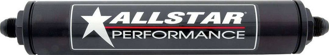 Allstar Fuel Filter Housing In-Line 12 AN Male Inlet 12 AN Male Outlet Aluminum Black Anodized ALL40246