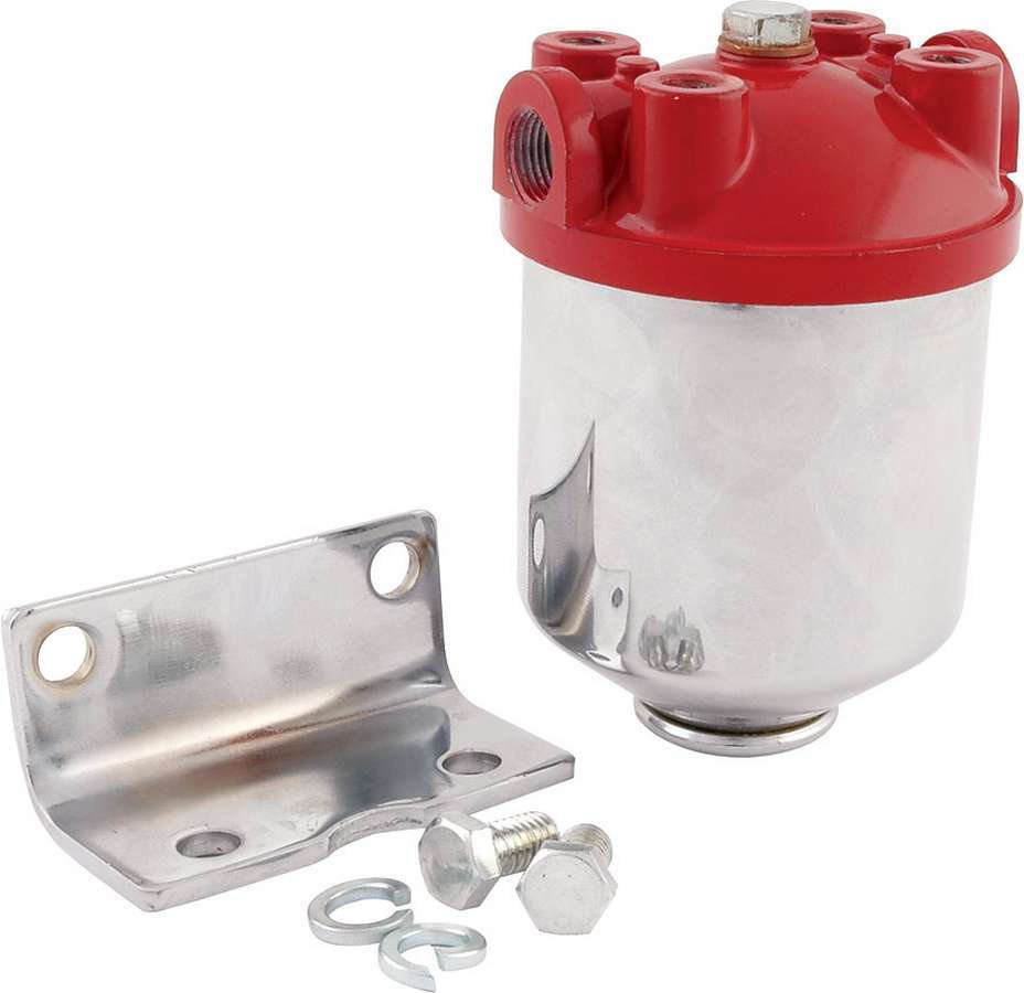 Allstar Fuel Filter Hi-Flow Canister 10 Micron Paper Element 3/8" NPT Inlet Dual 3/8" NPT ALL40250