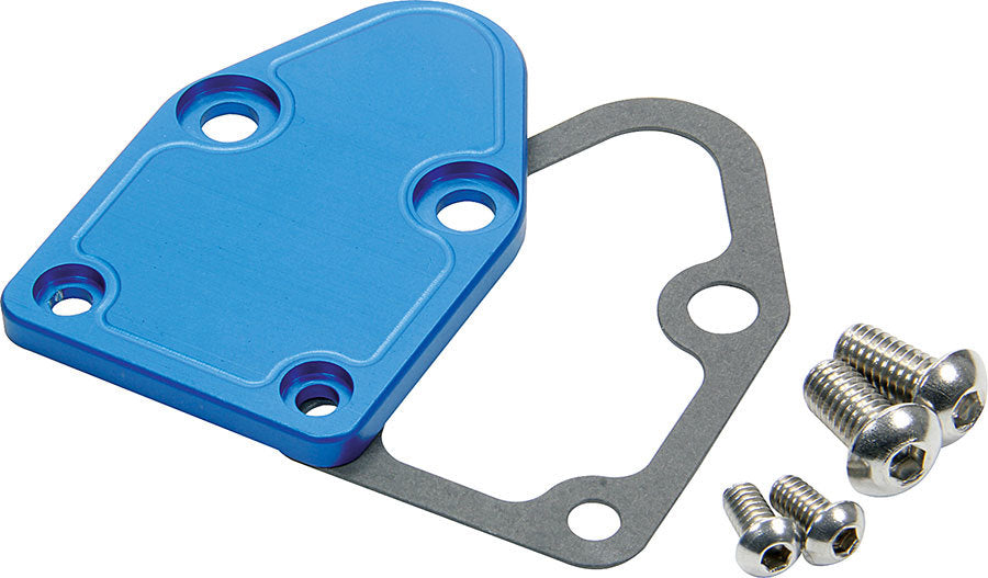 Allstar Fuel Pump Blockoff Aluminum Blue Anodized Small Block Chevy ALL40300