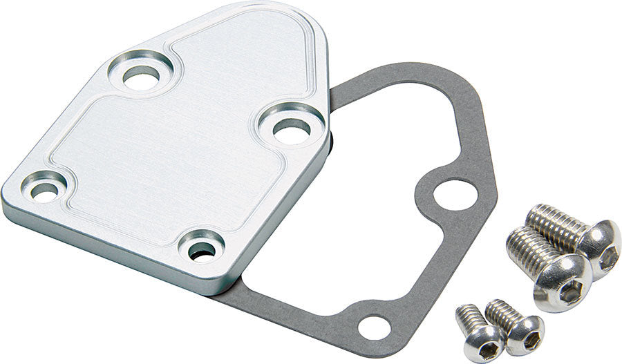 Allstar Fuel Pump Blockoff Aluminum Clear Anodized Small Block Chevy ALL40301