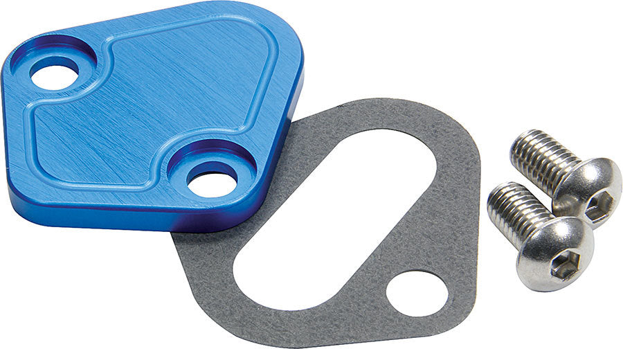 Allstar Fuel Pump Blockoff Aluminum Blue Anodized Big Block Chevy / Mopar V8 / Ford V8 ALL40303