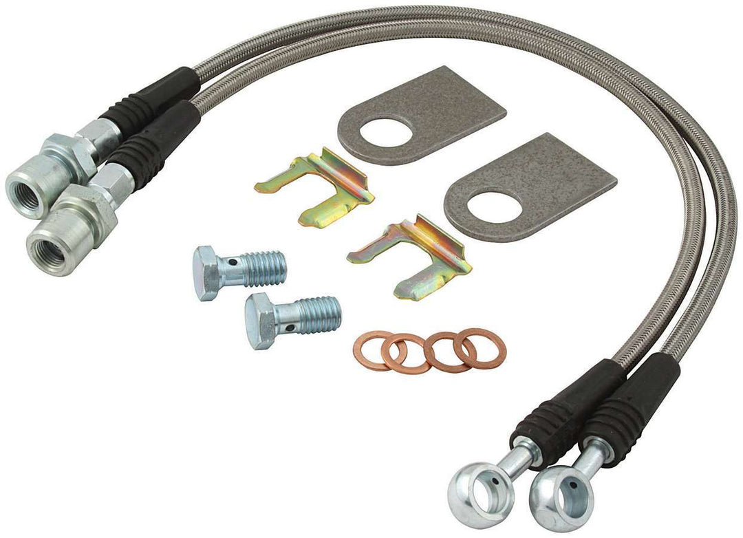 Allstar Brake Hose Kit 16" 3/8"-24 Inverted Flare Straight Inlet 10 mm x 1.50 Banjo Straight Kit ALL42032