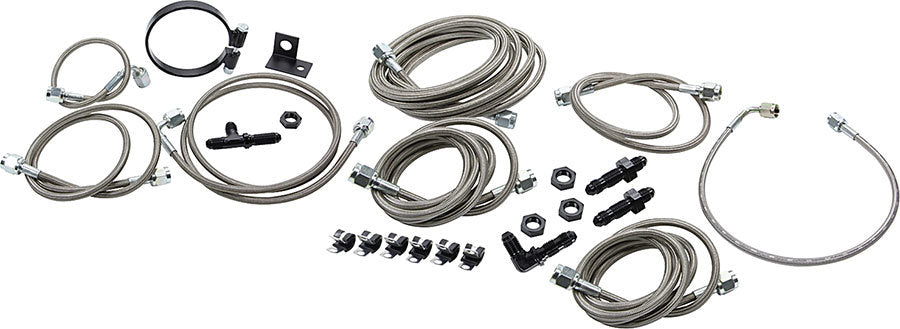 Allstar Brake Line Kit 3 AN Hose 4 AN Ends Fittings / Installation Hardware Braided Kit ALL42052