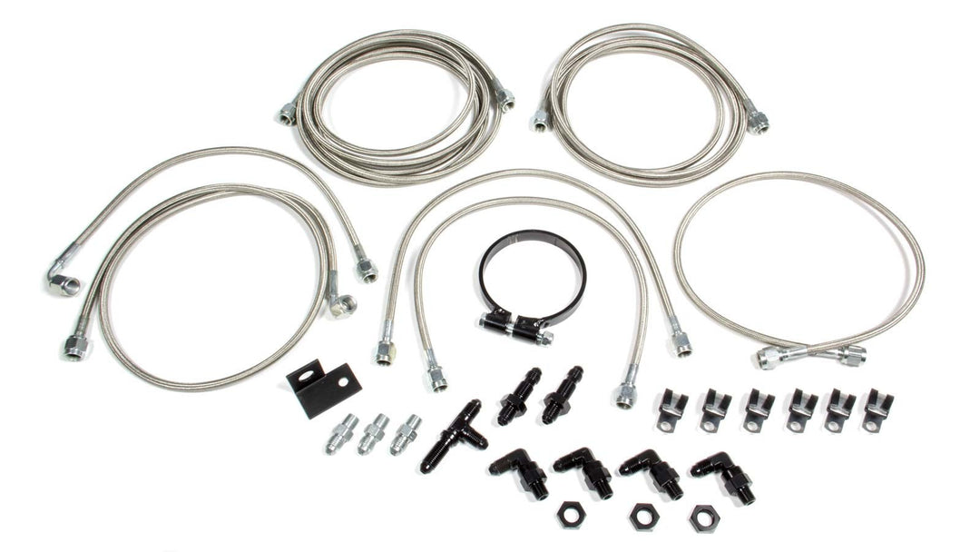 Allstar Brake Line Kit 3 AN Hose 4 AN Ends Fittings / Installation Hardware Braided Kit ALL42054
