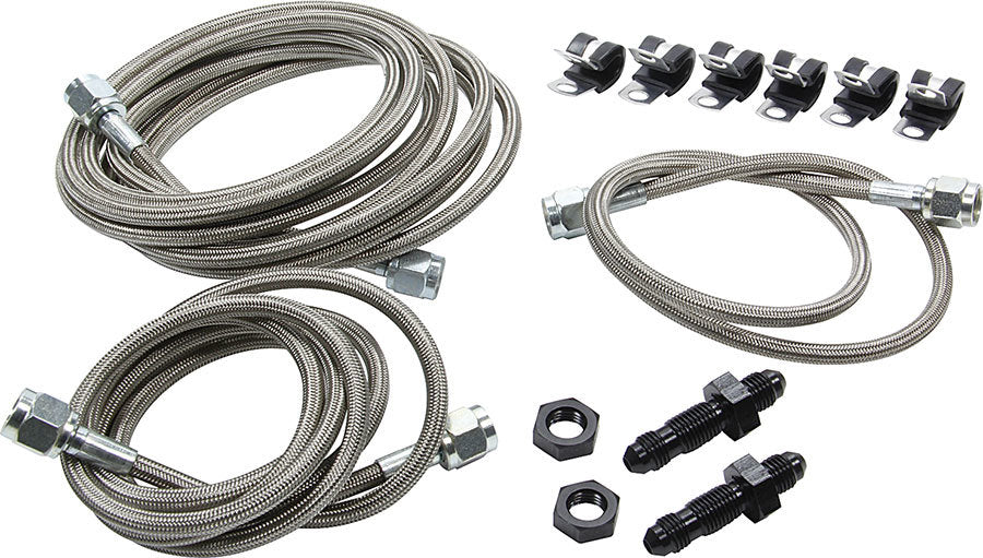 Allstar Brake Line Kit Front 3 AN Hose 4 AN Ends Fittings / Installation Hardware Braided Kit ALL42061